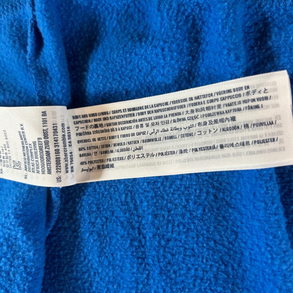 Abercrombie Kids Blue Full Zip Hoodie Moose Logo A&F Sleeve Graphic Size 7/8 - Picture 6 of 9